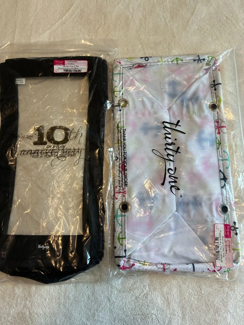 Thirty-One Medium Utility Tote + Top-A-Tote NWT First Mate Anchor Print Retired - Picture 3 of 10